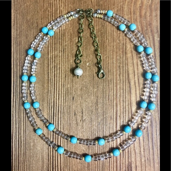 Ladies Double Strand Beaded Turquoise Like Necklace, Ladies Jewelry, Nec… - Picture 3 of 7